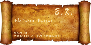 Böcker Karsa névjegykártya